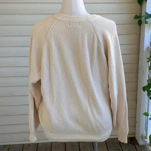 Cambridge Ribbed Knit Grandpa Cardigan Sweater Cream Baggy Dad XL Grunge Cobain - Picture 2 of 6